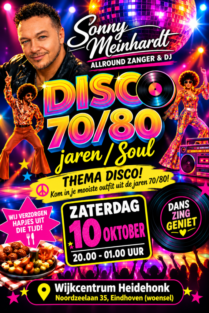 Disco 70s/80s & Soulavond in Wijkcentrum Heidehonk in Eindhoven